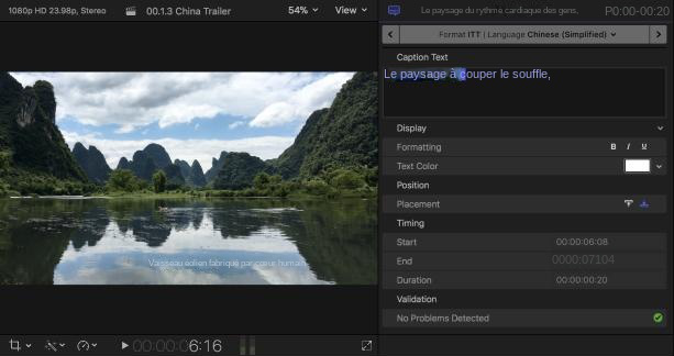 Fonction de sous-titrage Final Cut Pro