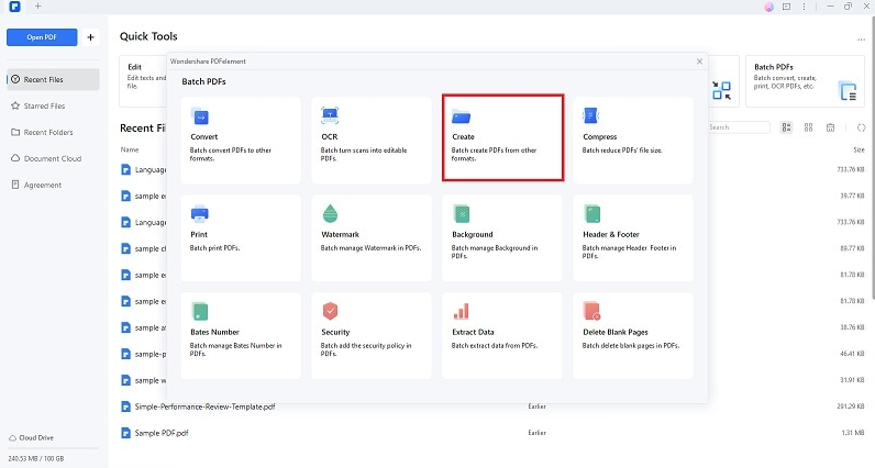 Fonctionnalité de traitement en lot Adobe Acrobat