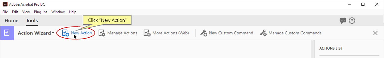 Créer une nouvelle action