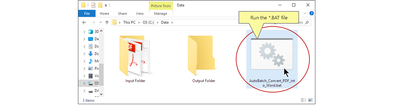 Exécuter le fichier par lots