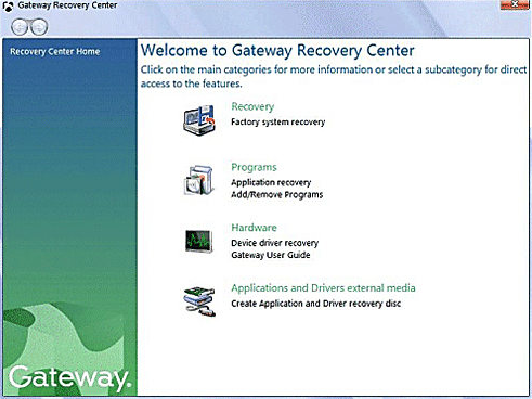 Centre de récupération Gateway pour réinitialiser le PC portable Gateway