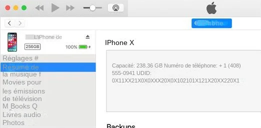 résumé de l'iphone 14 dans iTunes