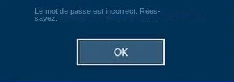 Le mot de passe de connexion à Windows est incorrect