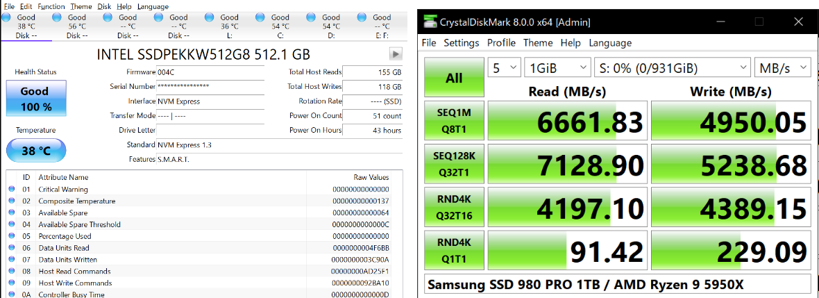 utilisez crystaldiskmark ou crystaldiskinfo pour vérifier l'état du SSD