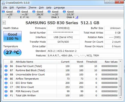 utilisez CrystalDiskInfo pour vérifier la santé du SSD