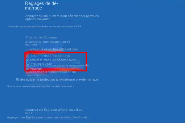 Sélectionnez le mode de sécurité souhaité