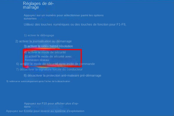 Sélectionnez le mode de sécurité souhaité