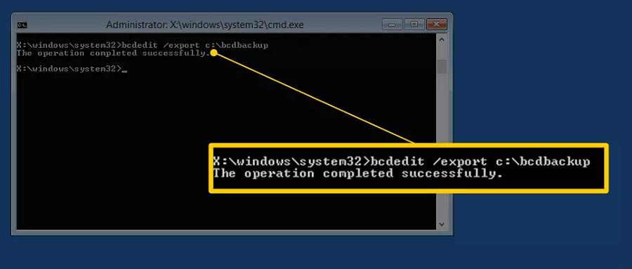 Entrez bcdedit /export c:\bcdbackup