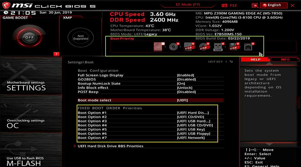 Séquence de démarrage du BIOS