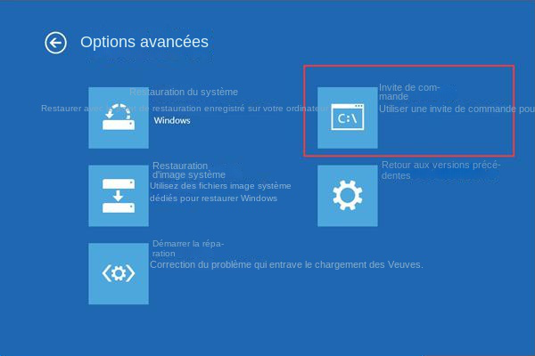 Rechercher les fonctionnalités d'invite de commande