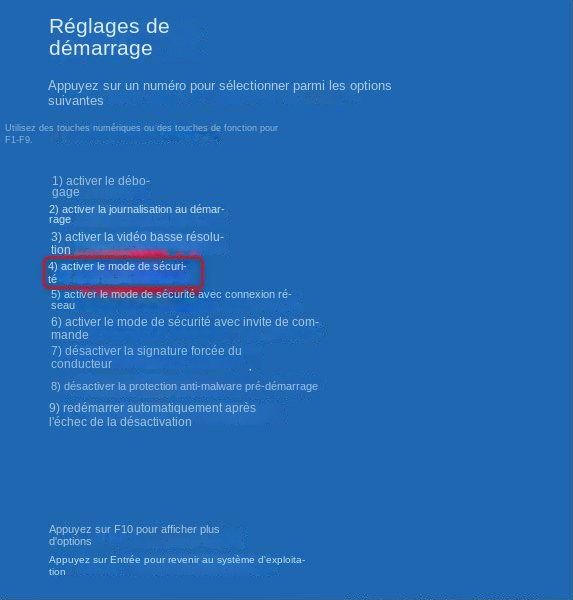 activer le mode sans échec