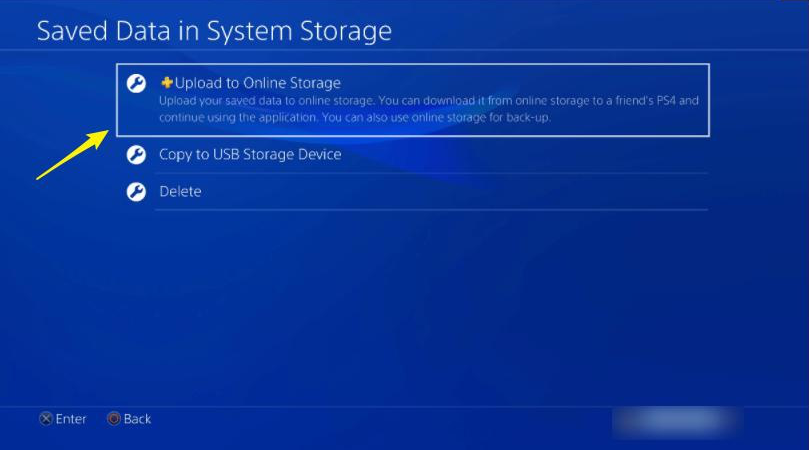 Téléchargement PS4 vers le stockage en ligne