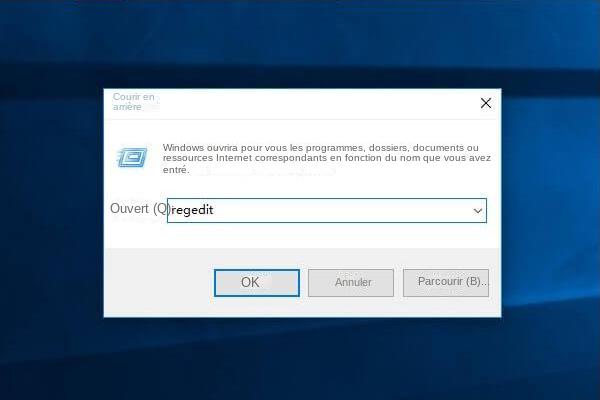 Tapez regedit