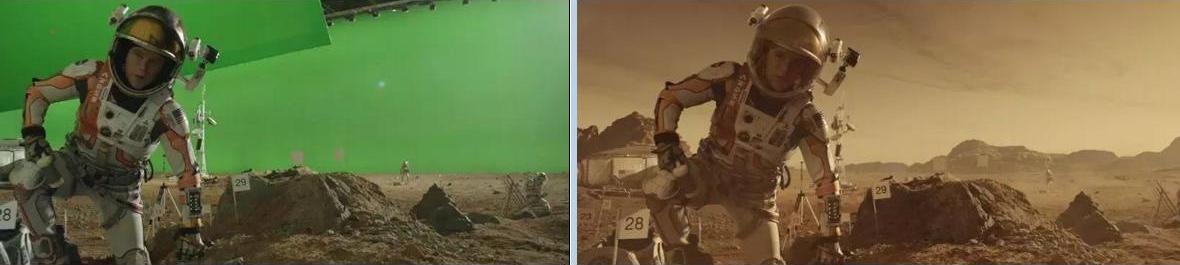 Film écran vert avant et après comparaison