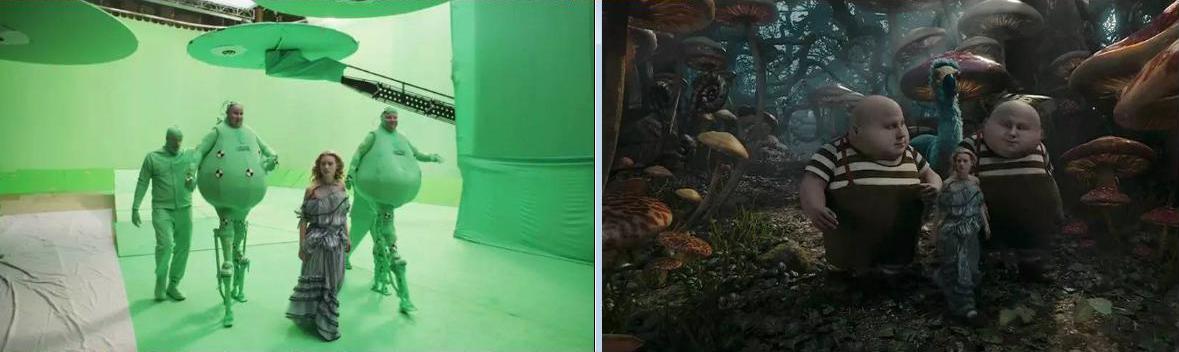 Avant et après le tournage de la comparaison d'écran vert 3