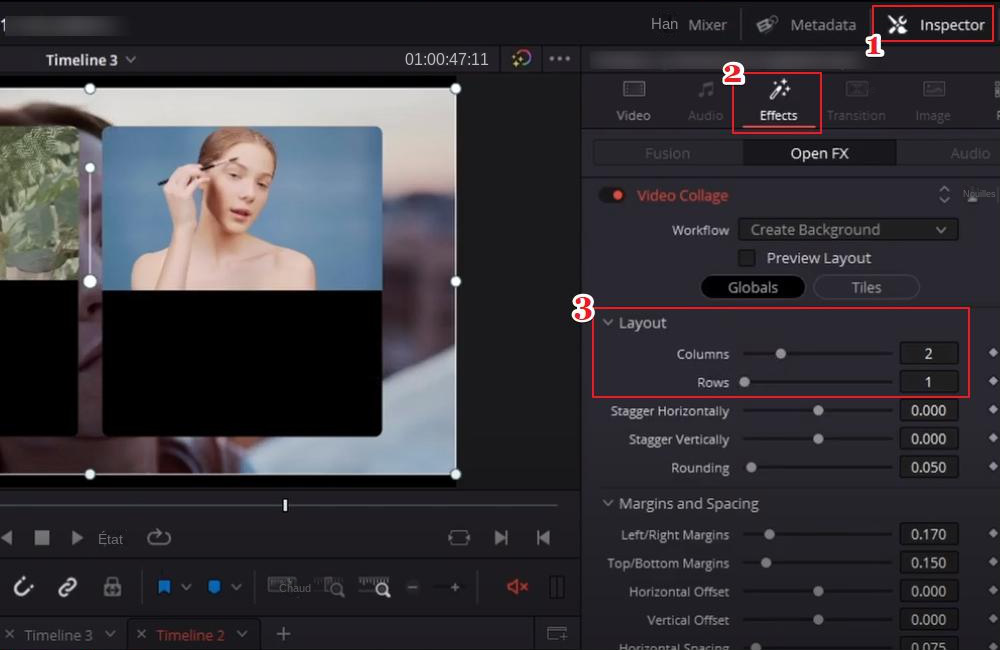 DaVinci Resolve ajuste le style d'écran partagé et exporte la vidéo
