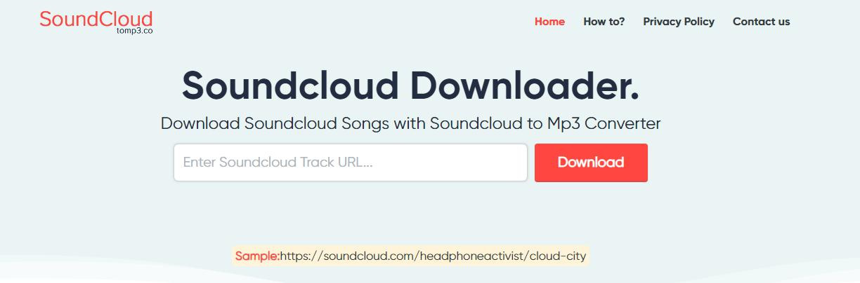 Interface de fonctionnement de l'outil de téléchargement en ligne SoundCloud vers MP3.co