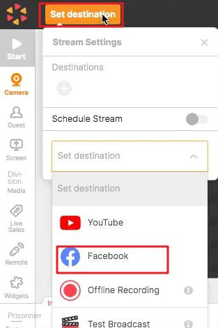 BeLive configure des destinations et des caméras en direct