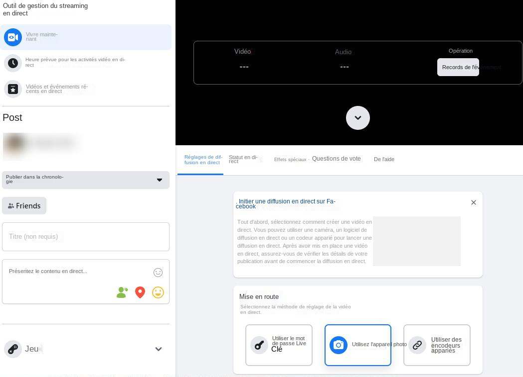 Outil de gestion Facebook Live