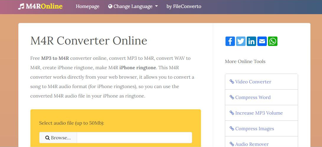 Outil de conversion de format en ligne M4R Online