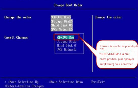 changer l'ordre de démarrage dans le BIOS