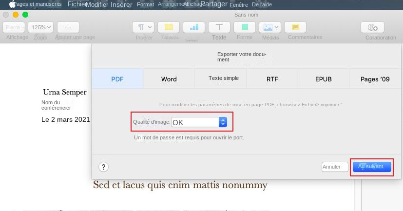 comment mettre un dossier pages en pdf sur mac