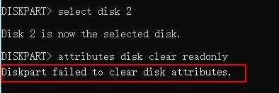 Diskpart ne peut pas effacer les propriétés du disque