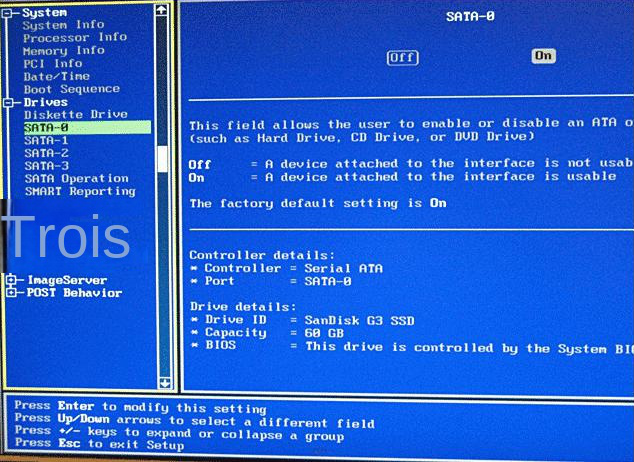 Définir l'interface SATA