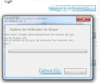 Cochez Réparer automatiquement les erreurs du système de fichiers et Rechercher et tenter de récupérer les secteurs défectueux