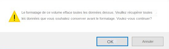 Formatez et cliquez sur OK