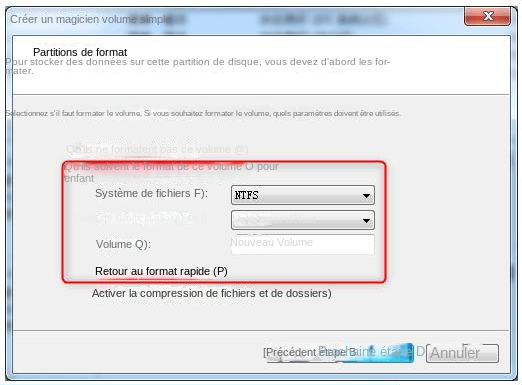effectuer un formatage rapide