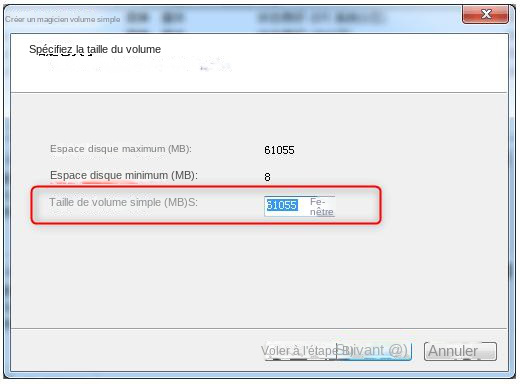Modifier la taille du volume simple