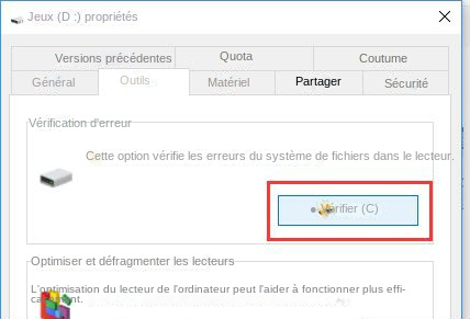 vérifier le disque pour les erreurs