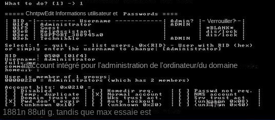 mot de passe hors ligne sélectionner le compte et réinitialiser le mot de passe