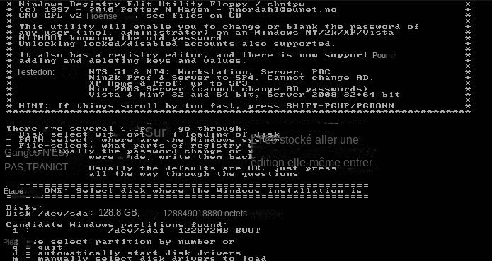 offline nt password select disk