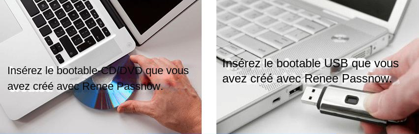 Démarrez le PC cible avec le CD/DVD USB de réinitialisation du mot de passe créé.