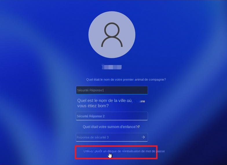 windows login Utiliser un disque de réinitialisation du mot de passe