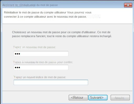 Assistant de réinitialisation du mot de passe Windows