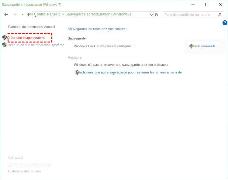 créer une image système sous Windows