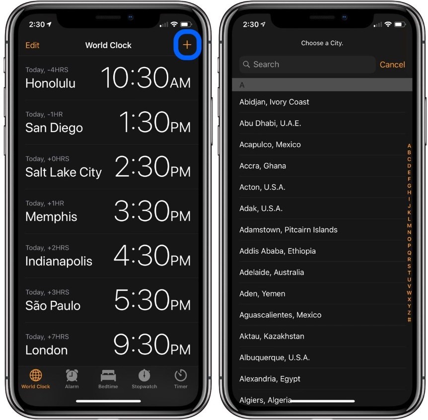 iphone X ajouter une nouvelle horloge