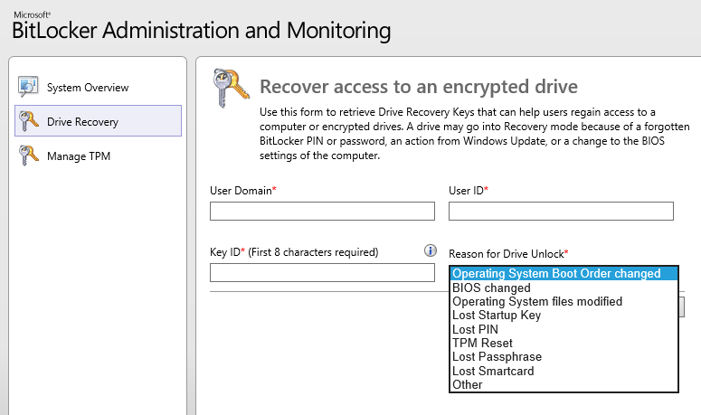 Administrateur et surveillance BitLocker