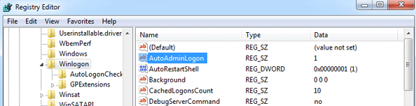 Windows XP regedit AutoAdminLogon