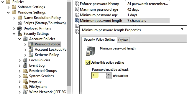 Configurer les stratégies de mot de passe Windows Server 2019