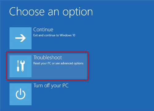 sélectionner dépannage en mode sans échec Windows