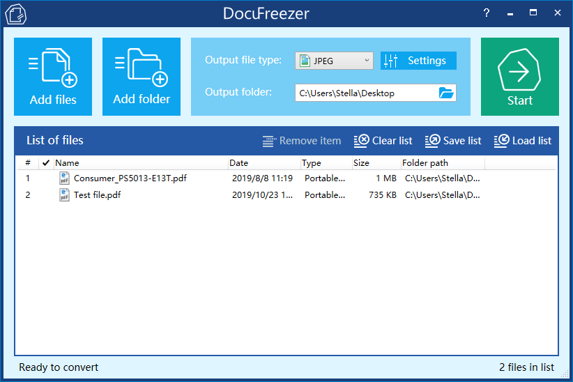 comment convertir pdf en jpg sur windows 10 avec docufreezer