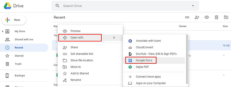 Comment copier un PDF dans Word avec Google Drive
