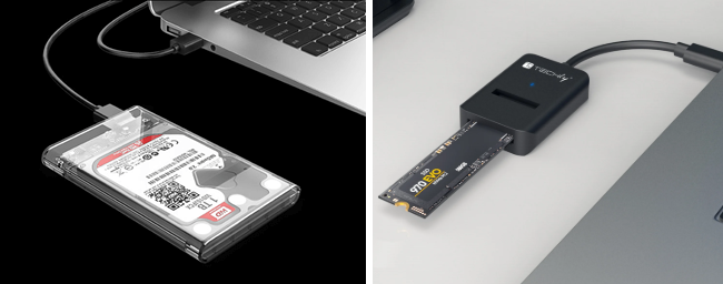 Boîtier USB vers SSD M.2 pour connexion de lecteur externe pendant le clonage