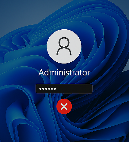 Écran de connexion Windows 11 avec erreur de mot de passe incorrect