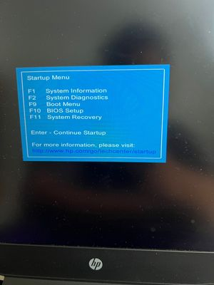 Menu de démarrage HP avec l'option de démarrage USB en surbrillance