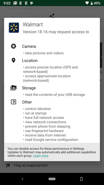 autorisations d'application sur Android